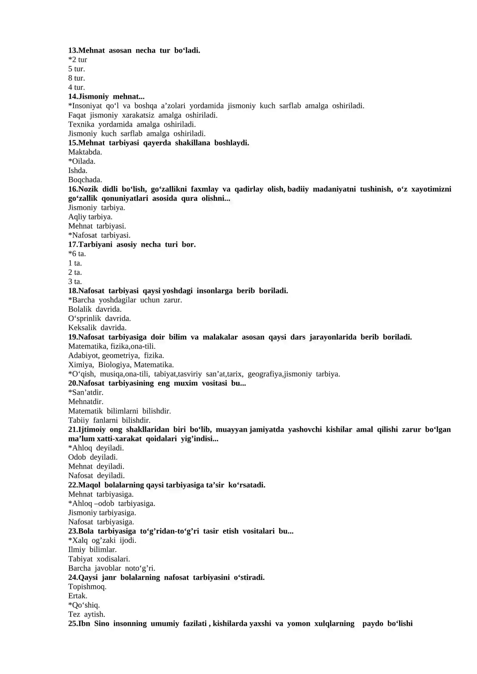 UMUMIY PEDAGOGIKA fanidan test savollari II 2