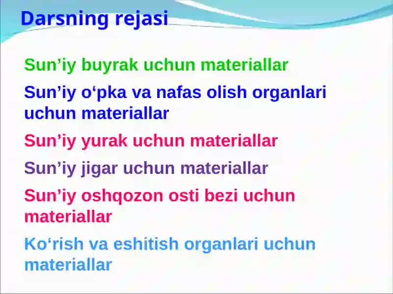 Sun’iy Organlar Hosil Qilish Uchun Materiallar 2