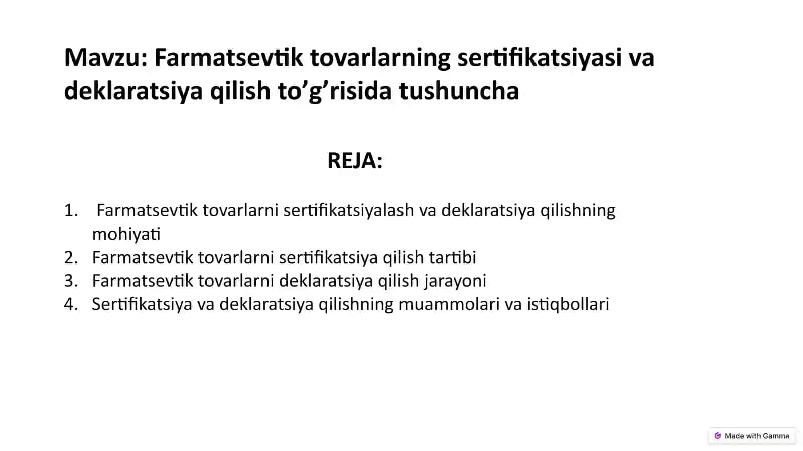 Farmatsevtik Tovarlarning Sertifikatsiyasi va Deklaratsiya Qilish 2