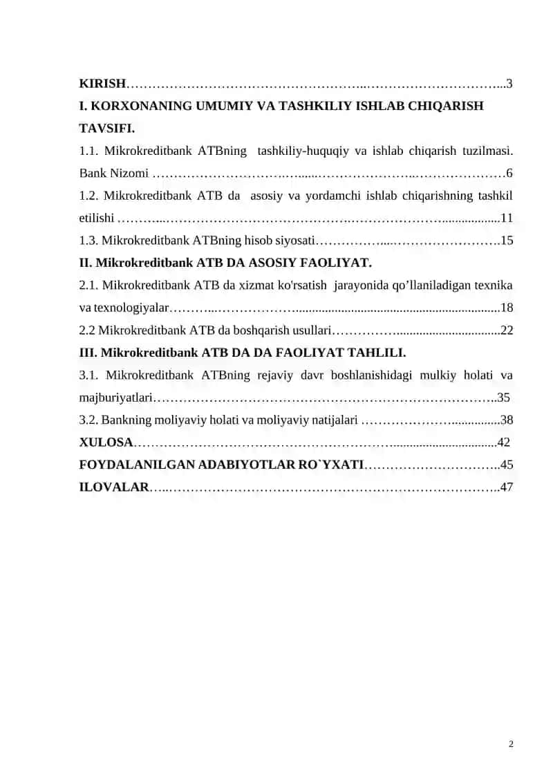 Mikrokreditbank ATB bank bitiruv amaliy hisoboti 2