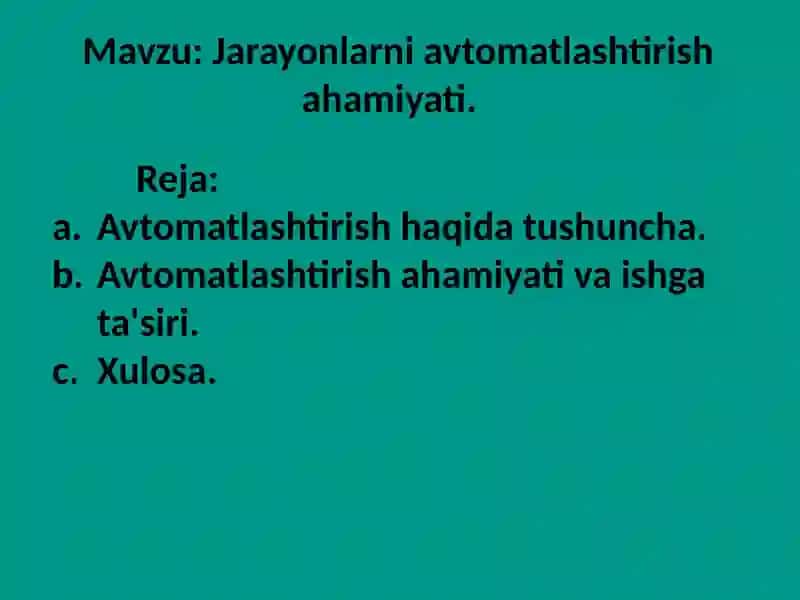 Avtomatlashtirish haqida 2