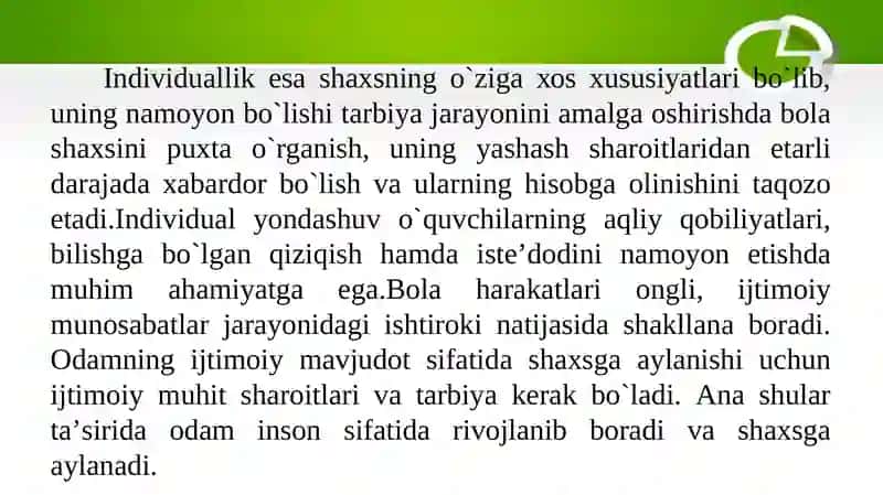 Shaxsning rivojlanishiga ta'sir etuvchi omillar 2