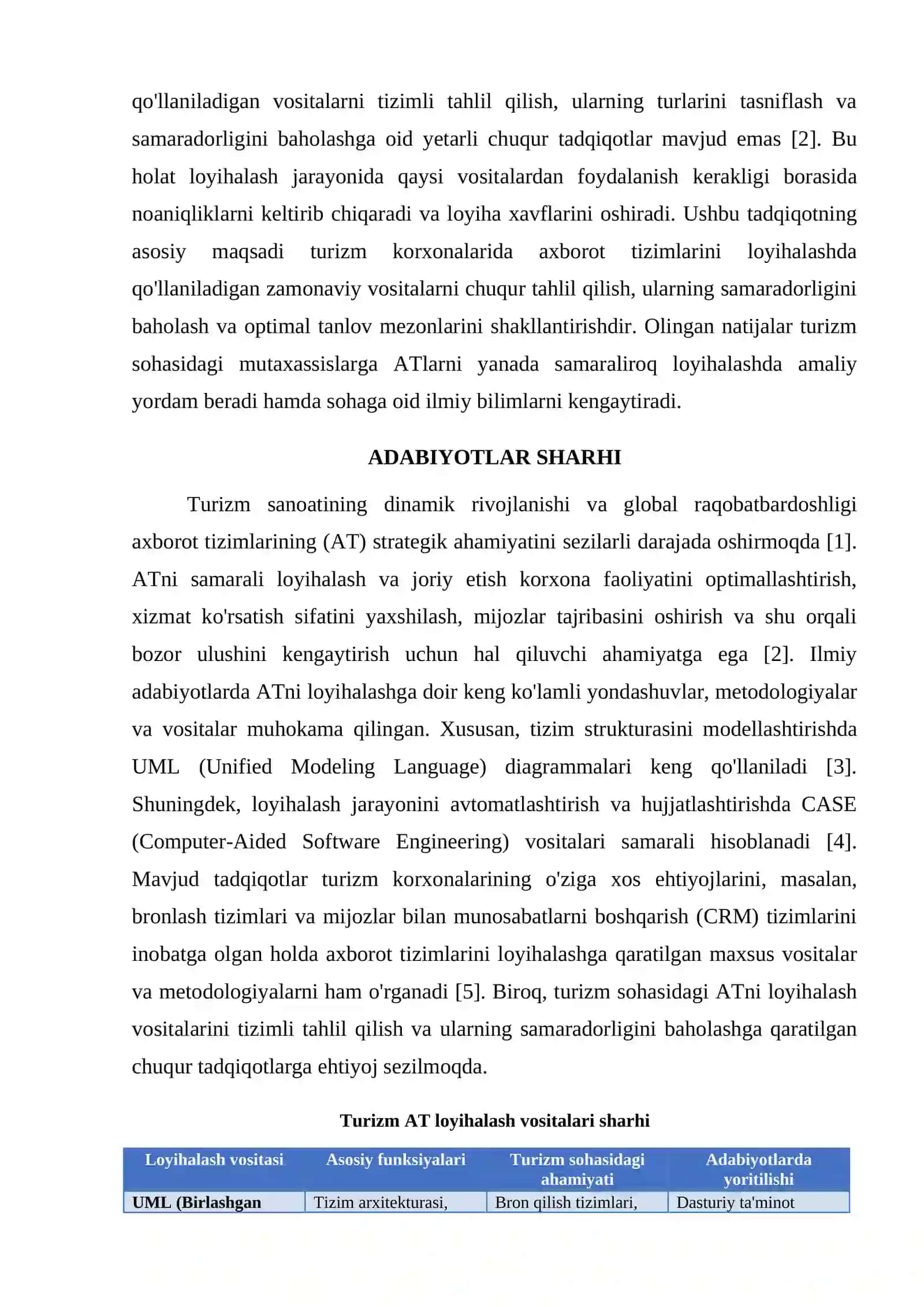 TURIZM KORXONASIDA AXBOROT TIZIMLARINI LOYIHALASH VOSITALARI 2