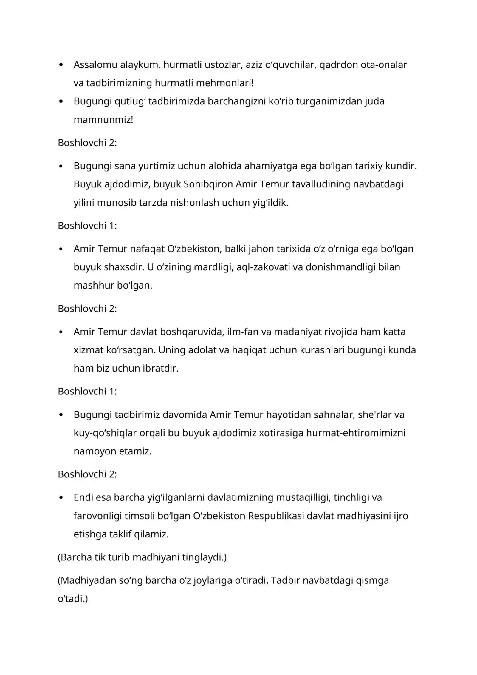 "Buyuk Sohibqiron Amir Temur – O‘zbek xalqining faxri" 2