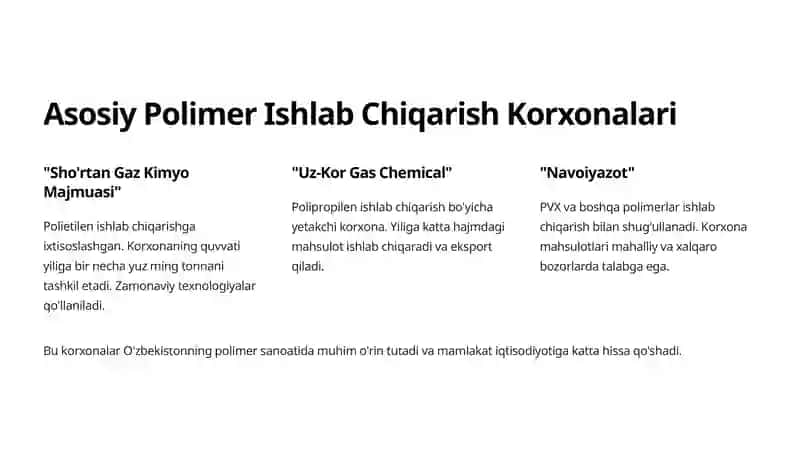 O'zbekistonda Polimer Materiallar Ishlab Chiqarish Korxonalari 2