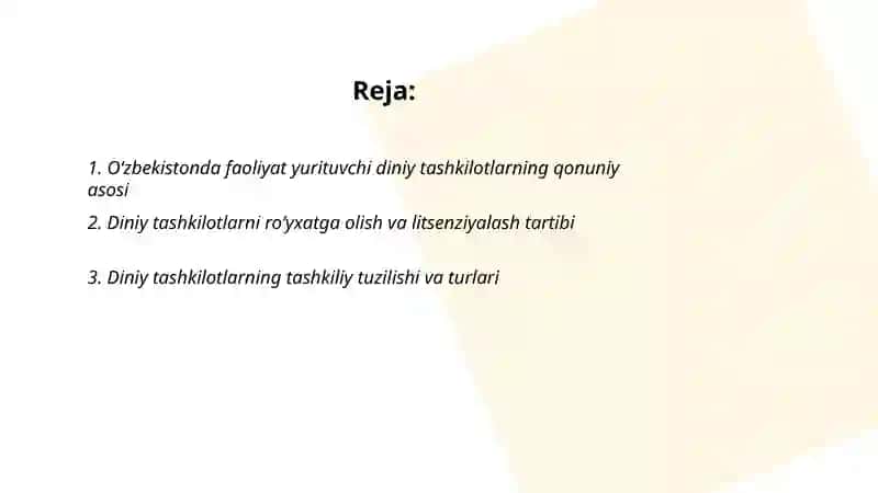 Oʻzbekiston faoliyat yurituvchi diniy tashkilotlar 2