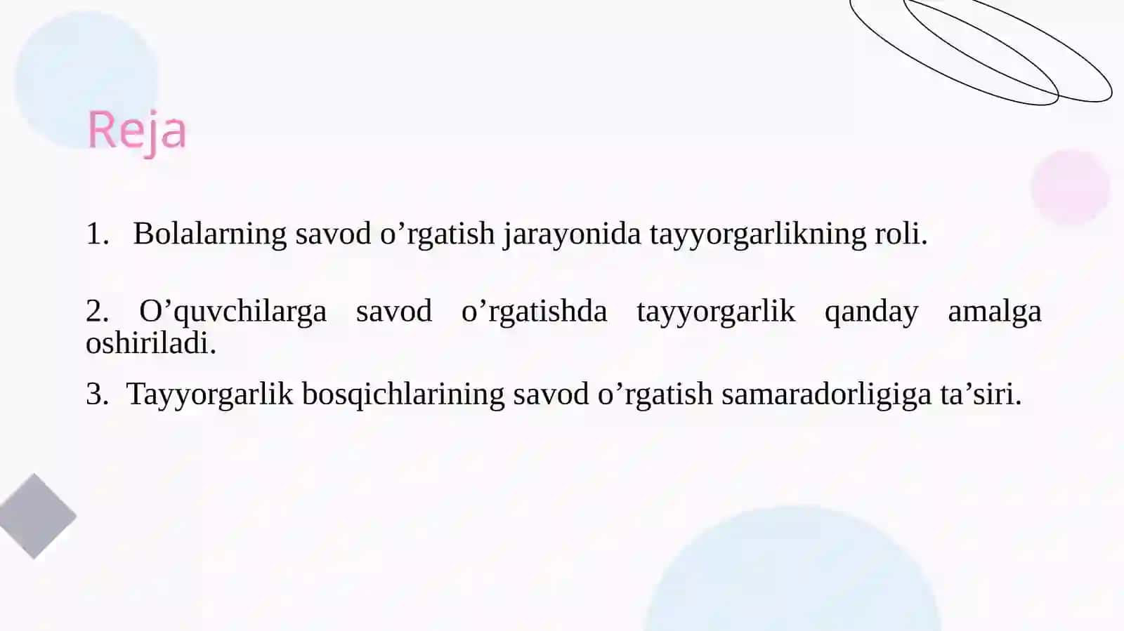 Bolalarning savod o'rgatish jarayoniga tayyorgarligini o'rganish 2
