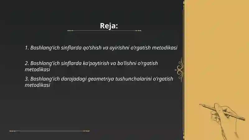Boshlang'ich sinflarda matematika o'qitish metodikasi 2
