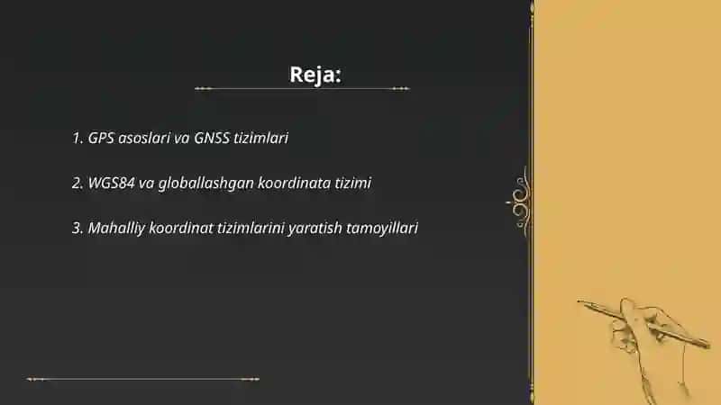 GPS va mahalliy koordinatlar sestemalari 2
