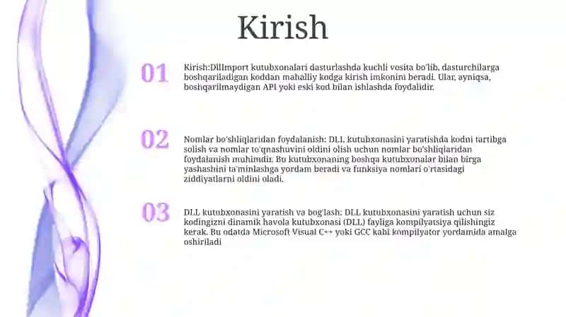 Nomlar Fazosidan Foydalanish. Dll Kutubxona Yaratish Va BogʻLash 2