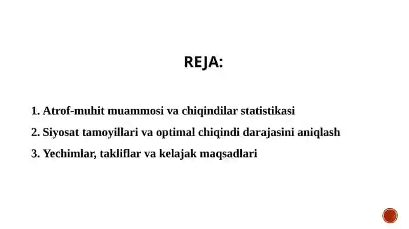 Atrof-muhitni muhofaza qilish siyosati va chiqindilarning optimal darajasini aniqlash 2