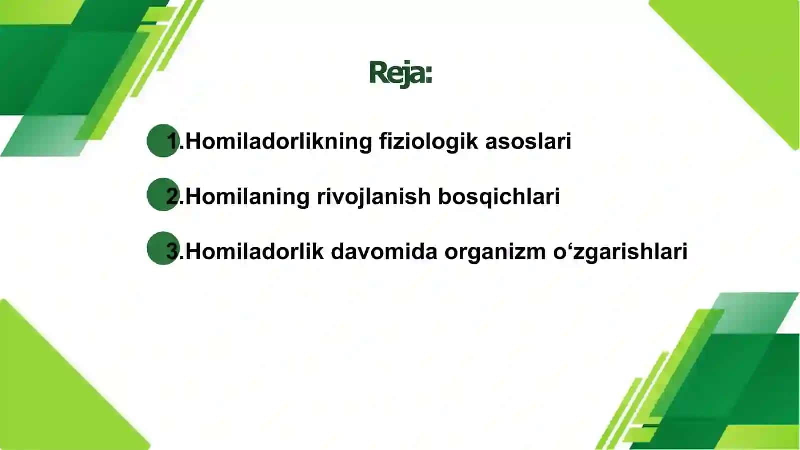 Homiladorlik fiziologiyasi va rivojlanish bosqichlari 2