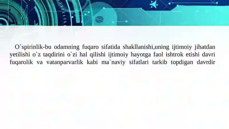 Ilk O'spirinlik Davri Faoliyati 2