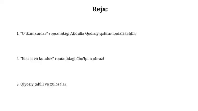"O'tkan kunlar" romanidagi Abdulla Qodiriy qahramonlari tahlili 2