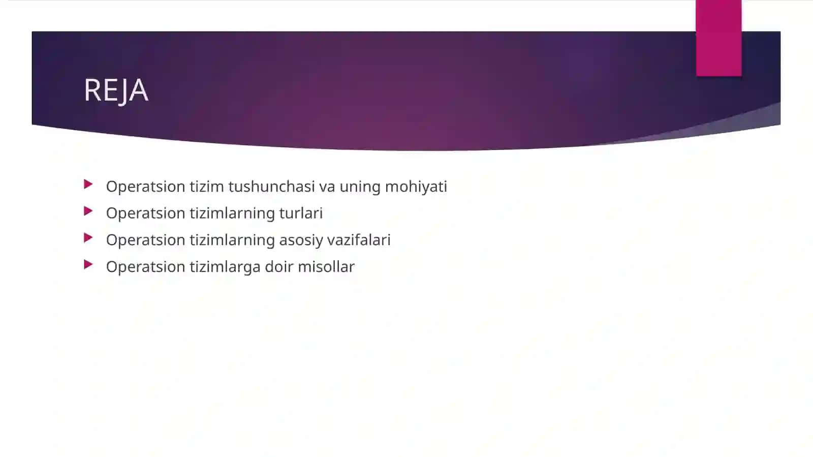 OPERATSION TIZIMLAR TARIXI TURLARI VAZIFALARI VA ULARGA DOIR MISOLLAR 2