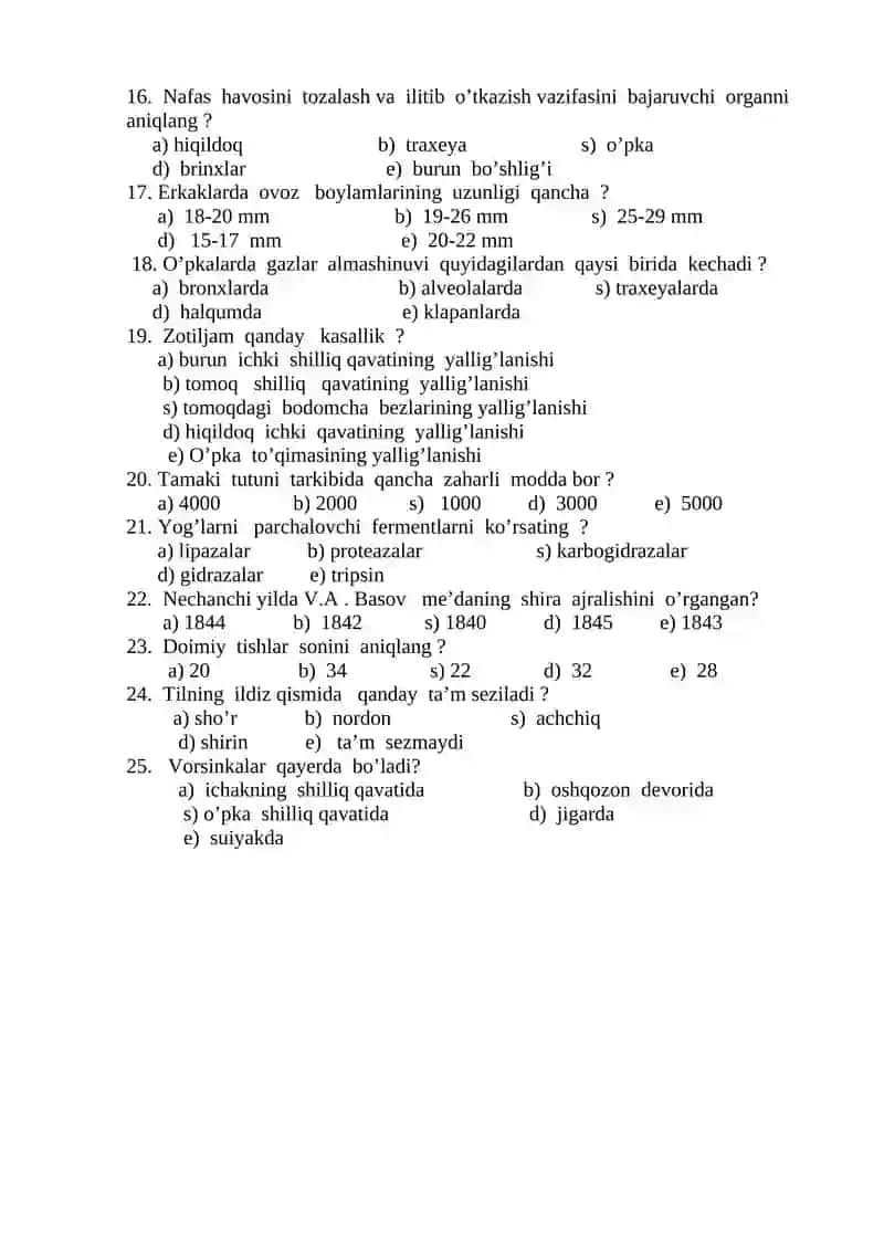 8-sinflar uchun test savollari 2