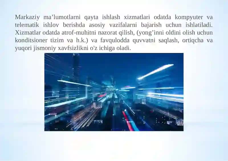 Markaziy ma’lumotlarni qayta ishlash xizmatlari 2