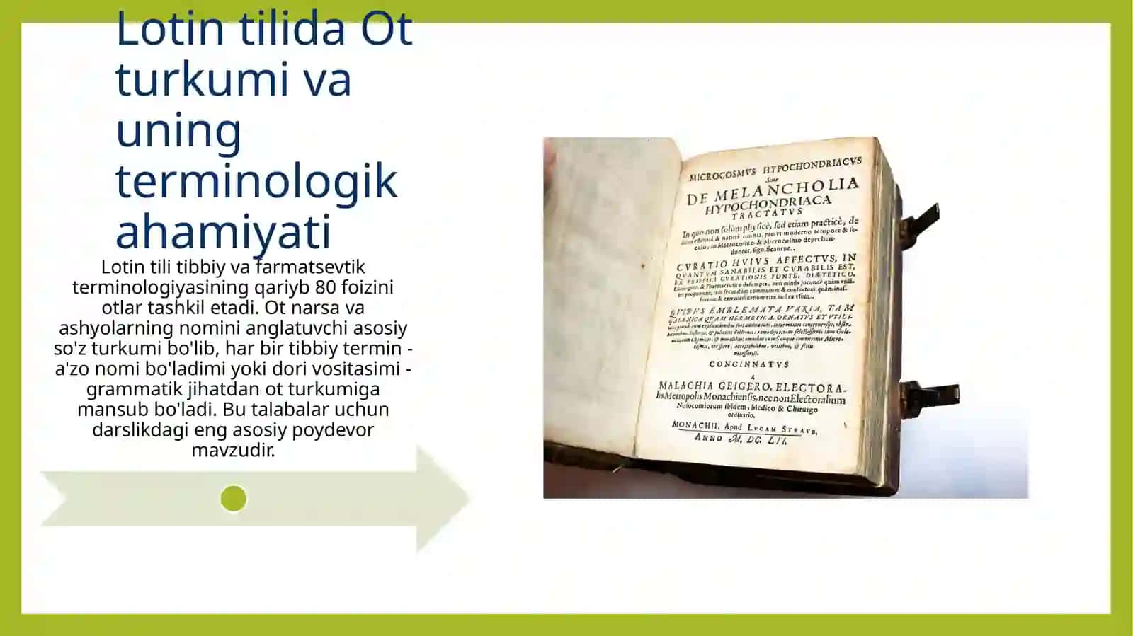 Lotin tilida . Ot. Otning grammatik kategoriyalari, lug'at shakli haqida tushuncha, otlarning turlanishi, negizini aniqlash 2