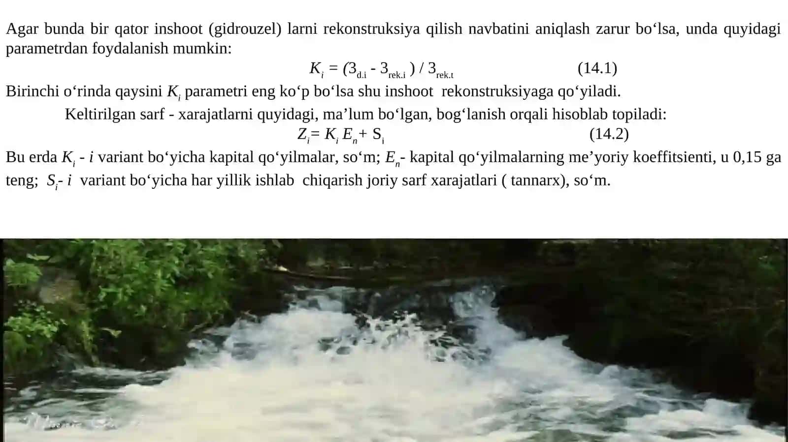 Gidrotexnika inshootlarini rekonstruksiya qilishni texnik–iqtisodiy asoslash 2