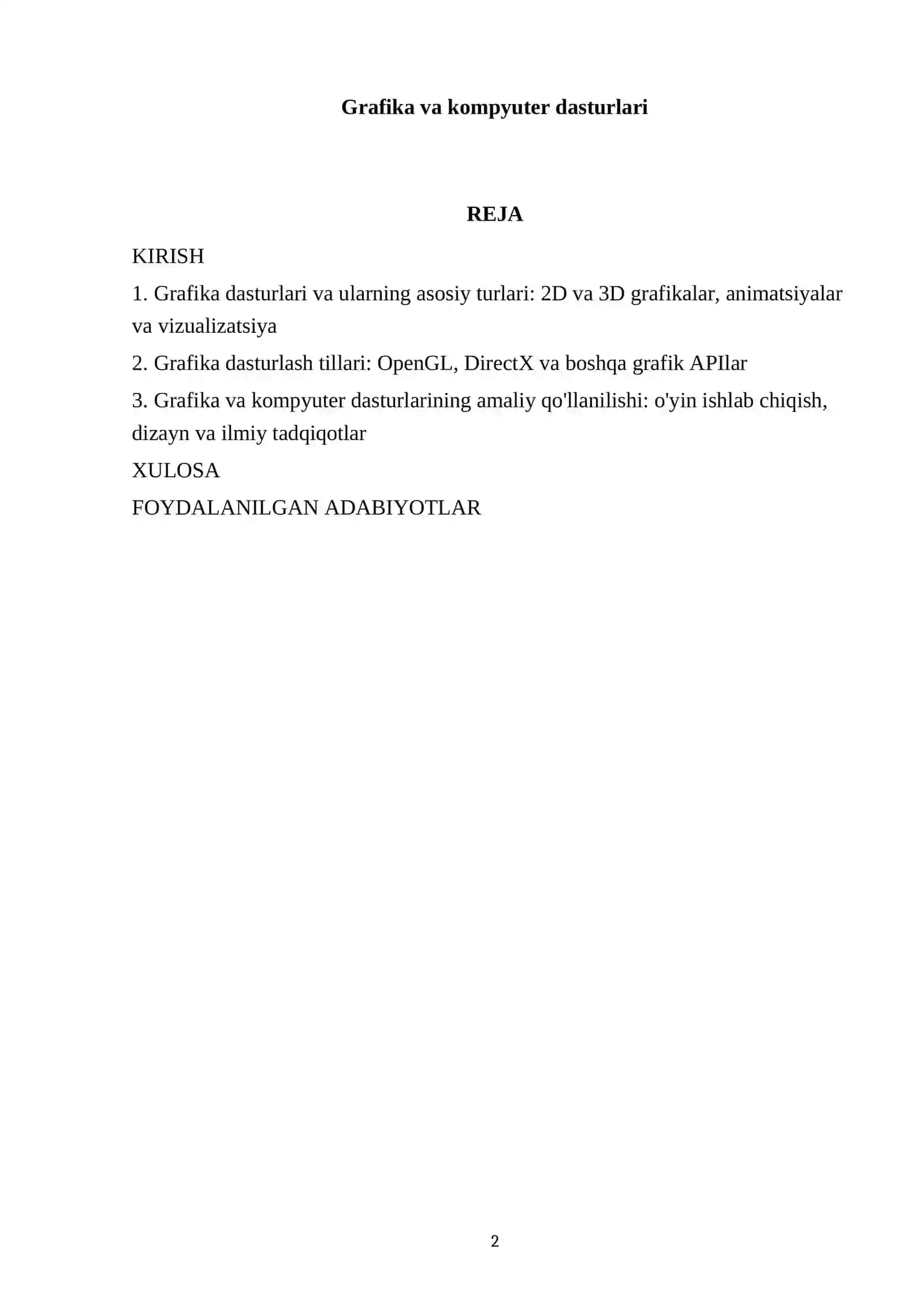 Grafika va kompyuter dasturlari 2