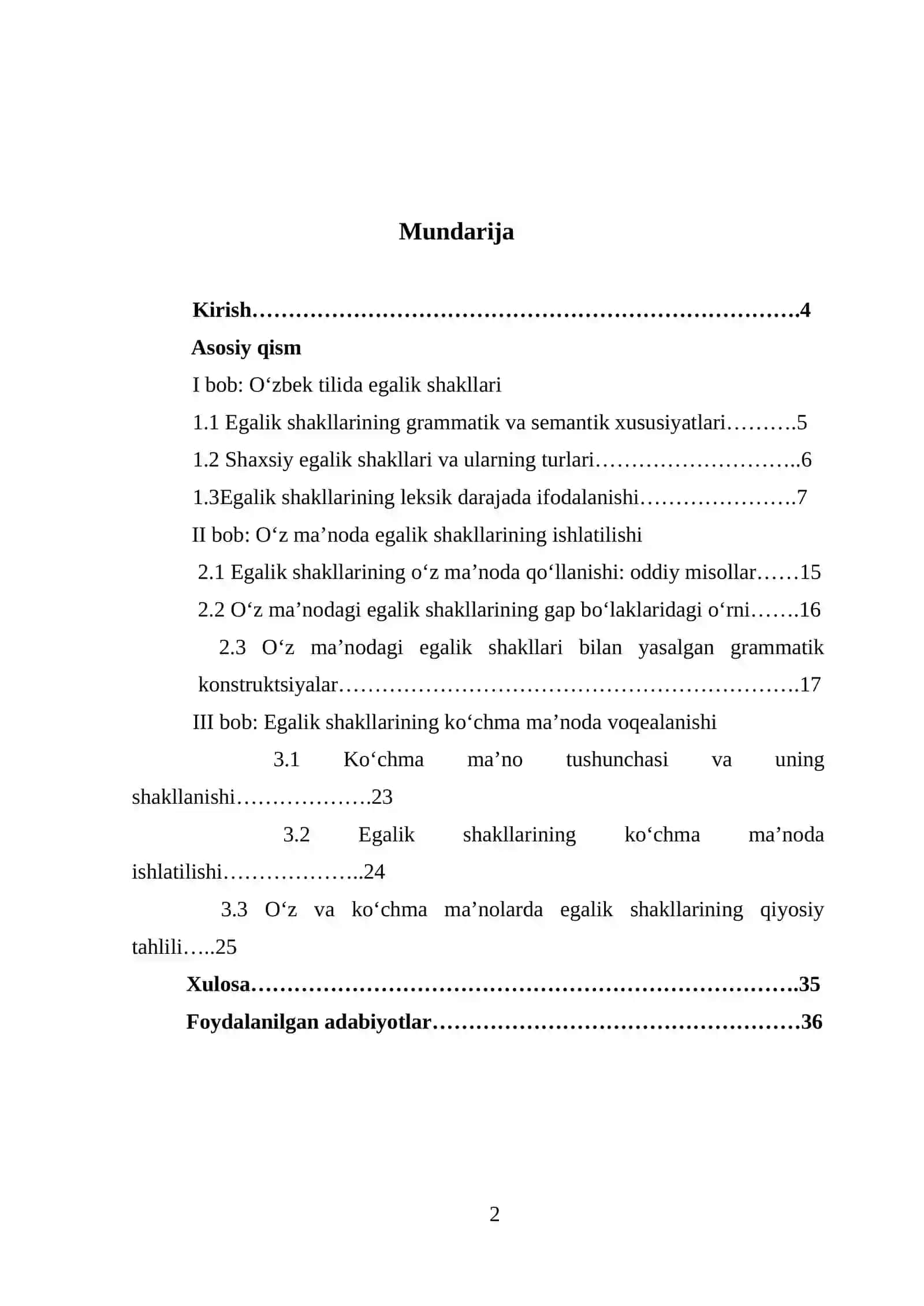 Egalik shakillarining o’z va ko’chma ma’nolarda voqealanishi 2