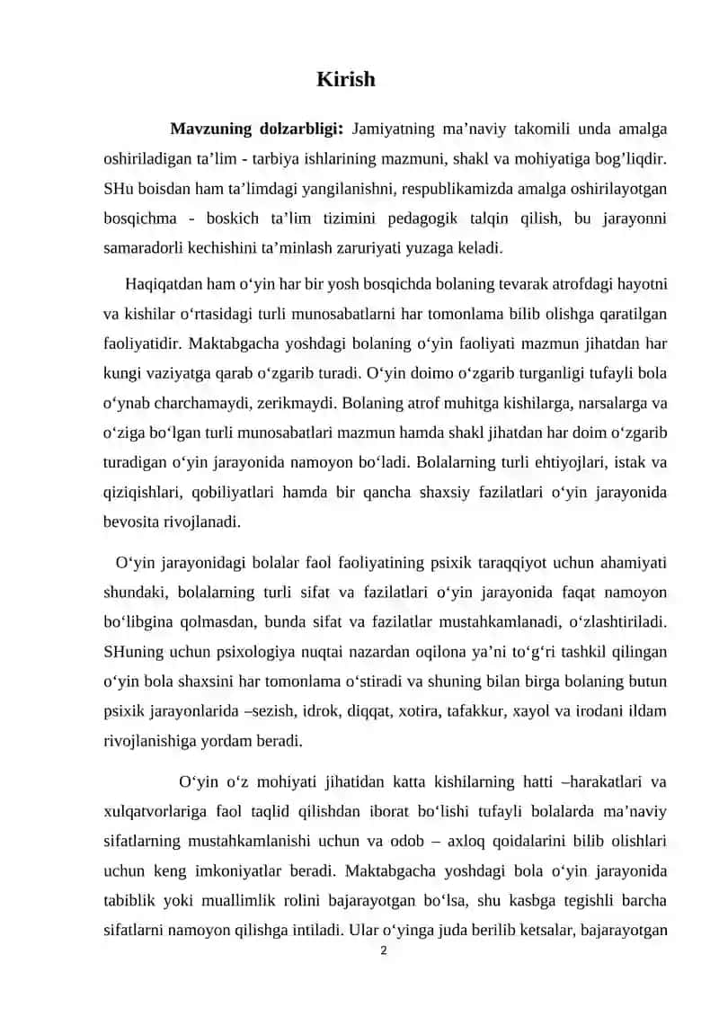 O'YIN BOG'CHA YOSHIDA YETAKCHI FAOLIYAT SIFATIDA 2