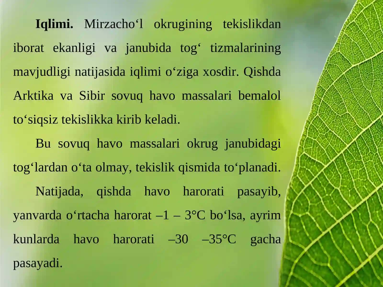 O‘rta zarafshon iqlimi, suvlari, tuproqlari, o‘simliklari va hayvonot dunyosi Iqlimi 2