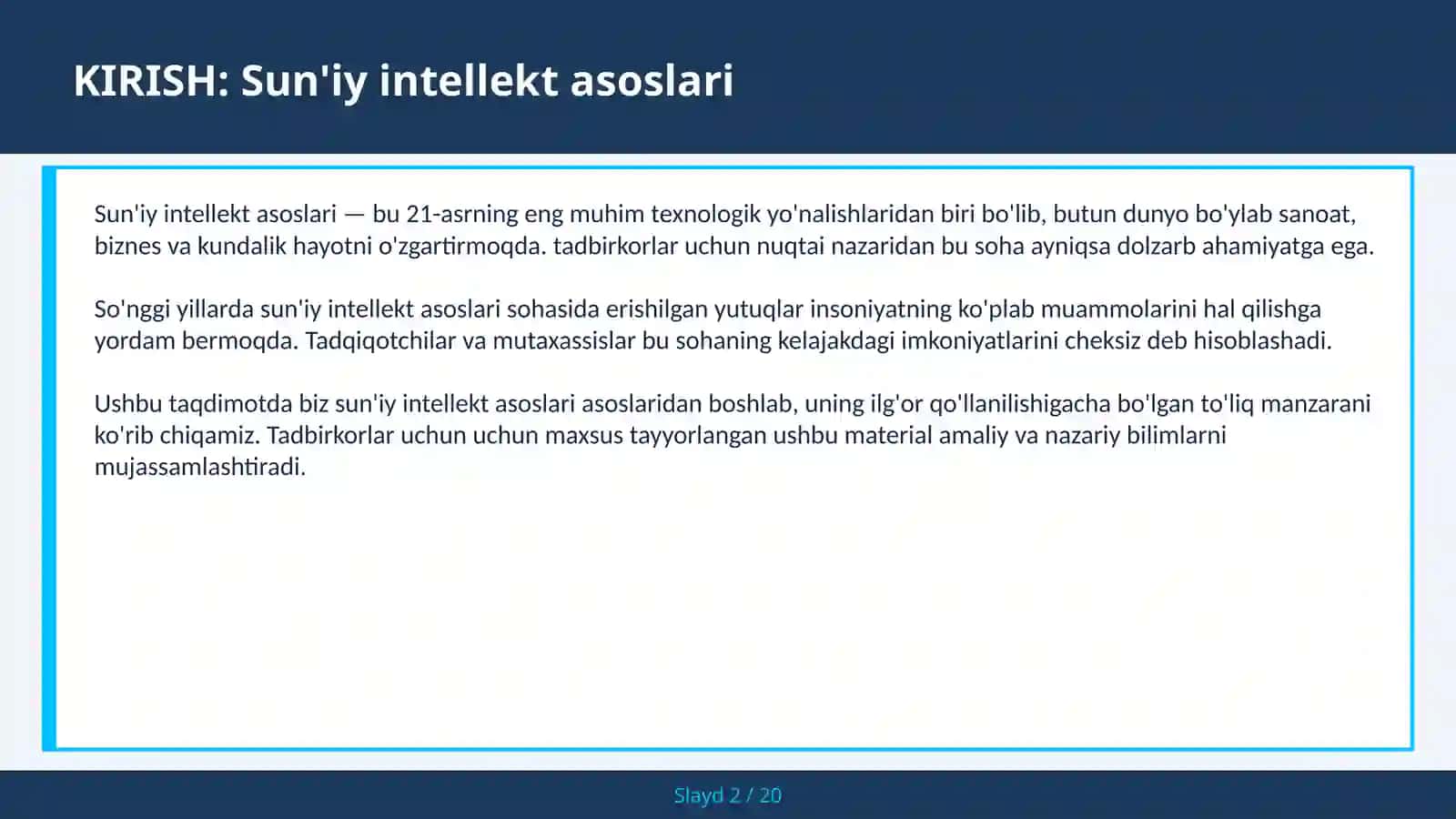 SUN'IY INTELLEKT ASOSLARI 2