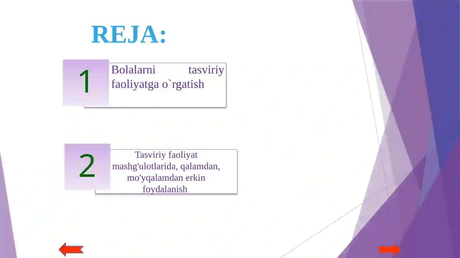Bolalarni tasviriy faoliyatga o'rgatish 2