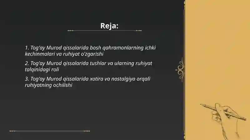 Tog'ay Murod qissalarida ruhiyat talqini 2
