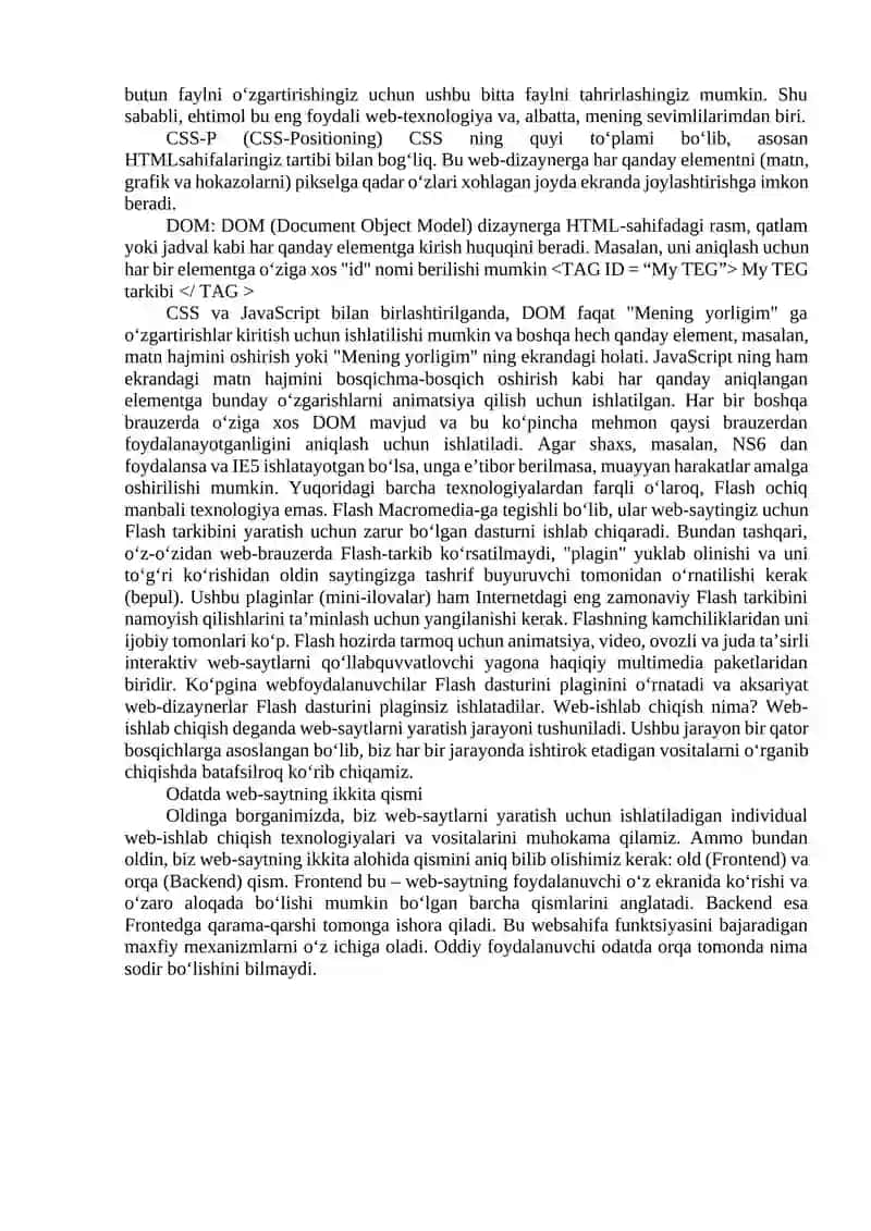 Web-sahifa yaratish texnologiyalari 2