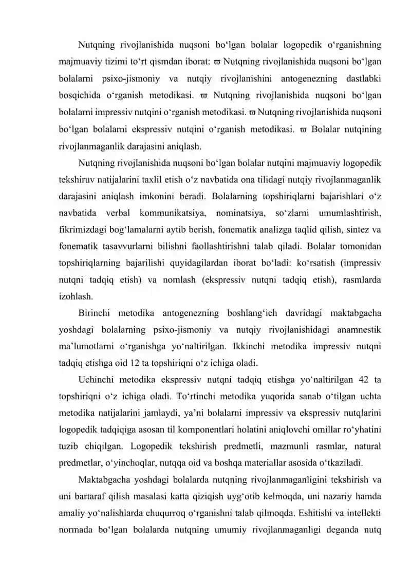 TOVUSH KAMCHLIGIGA EGA BO‘LGAN BOLALAR BILAN OLIB BORILAYOTGAN KORREKSION ISHLAR BO‘YICHA AMALIY ISHLAR.BOLALARDA GRAMMATIK KO‘NIKMALAR HOLATINI O‘RGANISH UCHUN TEKSHIRISH TOPSHIRIQLARINI TANLASH. 2