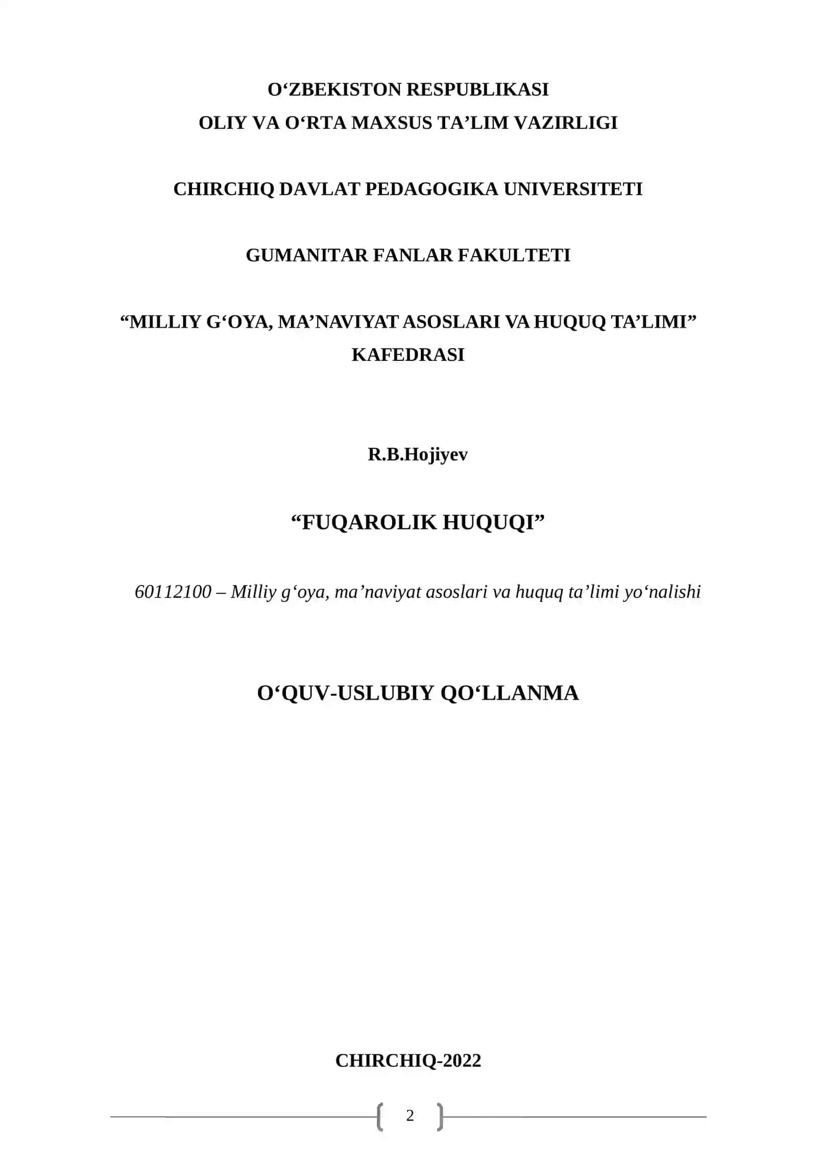 O‘quv-uslubiy QO‘LLANMA 2