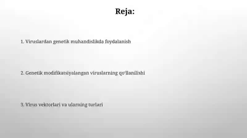 Viruslarning gen muhandisligida qóllanilishi 2