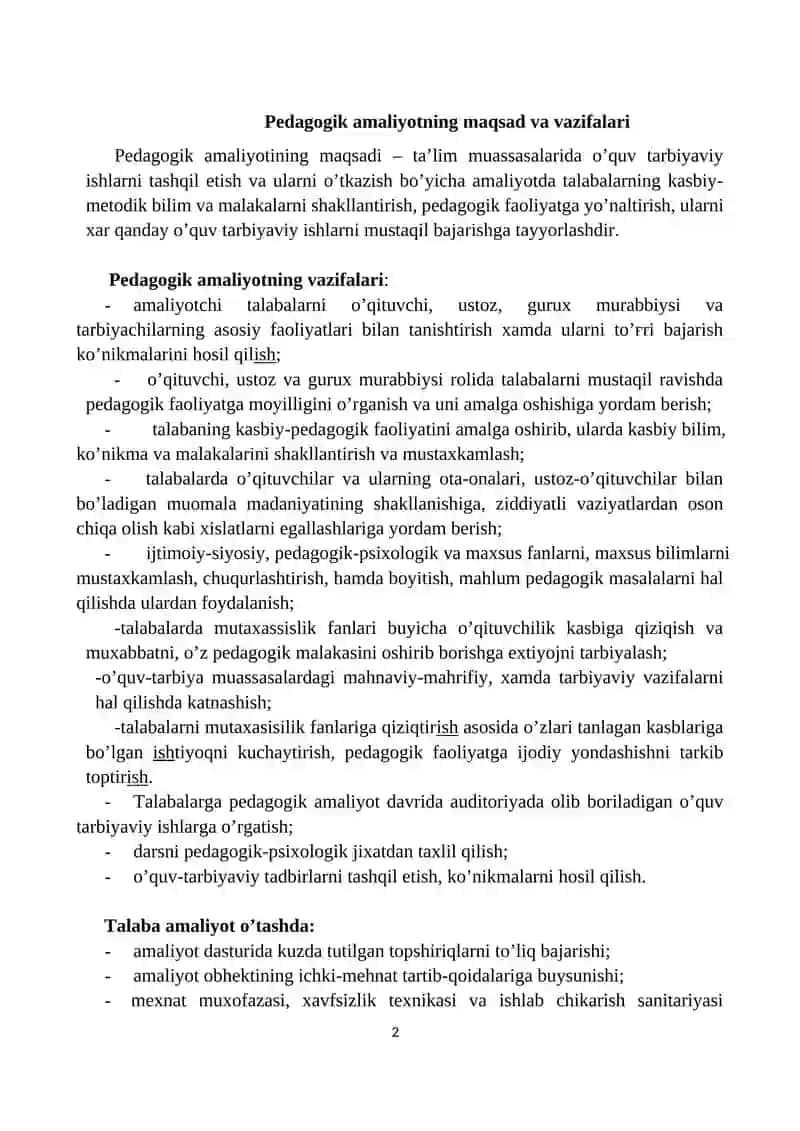 Pedagogik amaliyotning maqsad va vazifalari 2