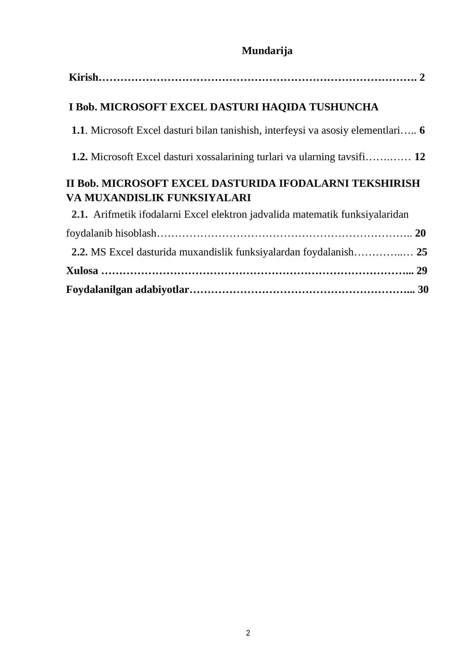 Excel dasturida xossa, ifodalarni tekshirish va muxandislik funksiyalardan foydalanish 2