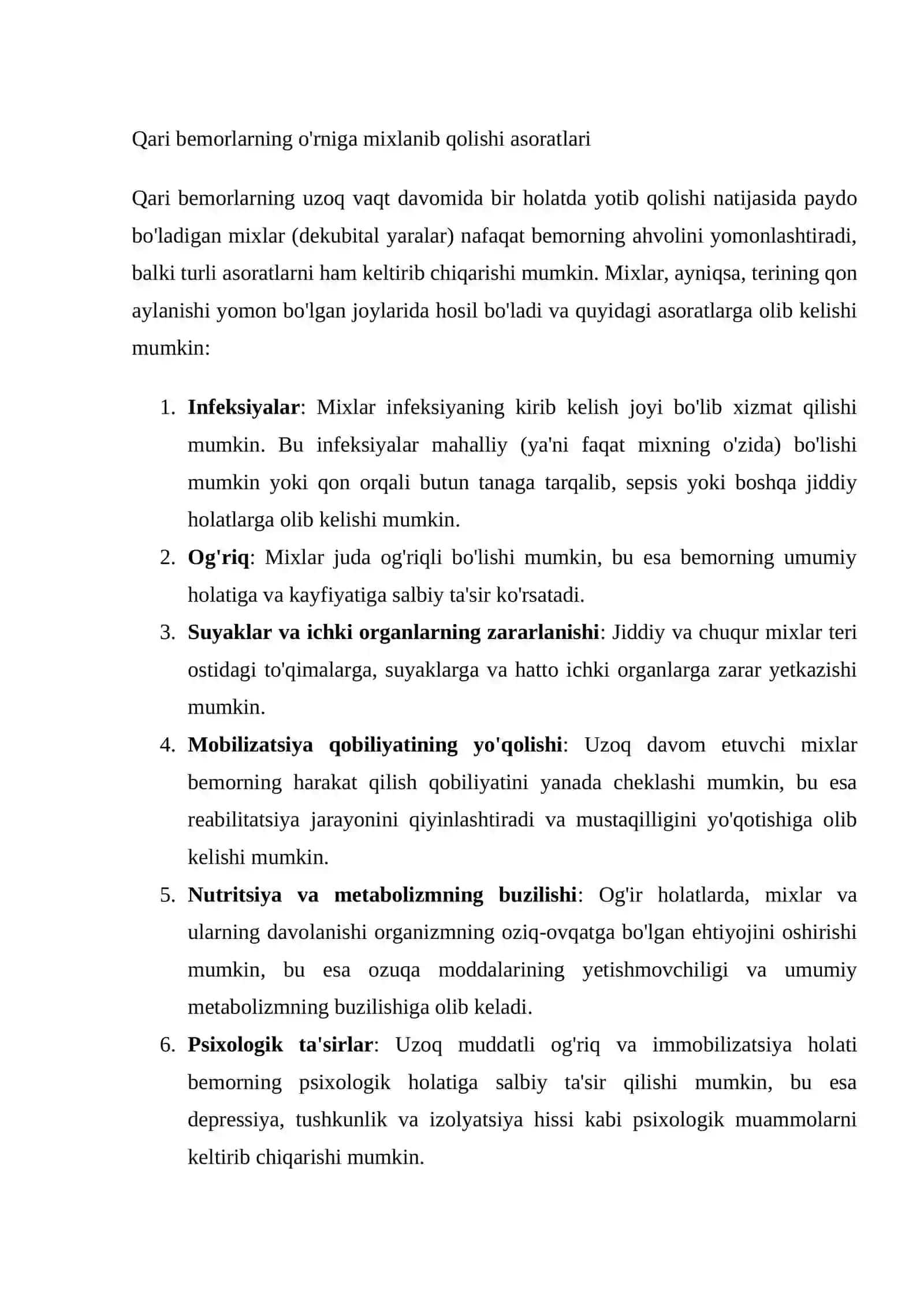 Uyda parvarishga muhtojlik sabablari 2