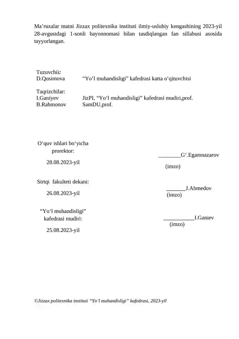 Bakalavriyatning 60730300- Bino va inshootlar qurilishi 2