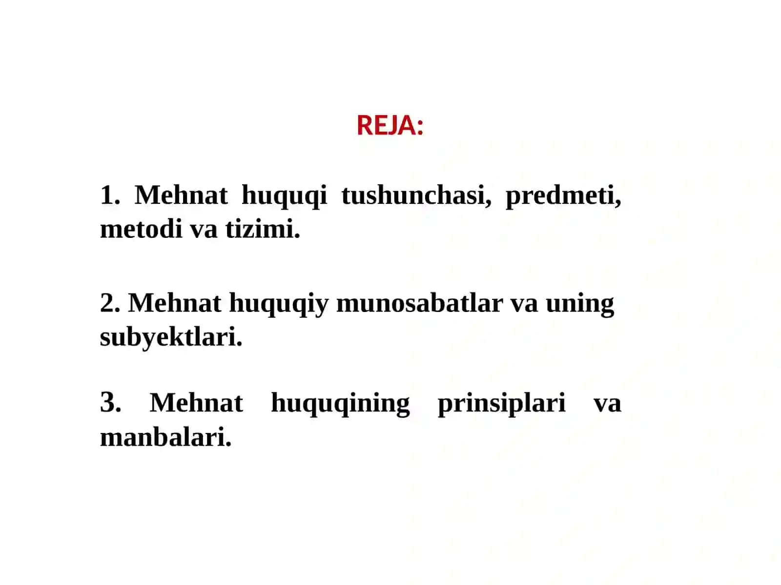 Mehnahtuquqi faniga kirish 2