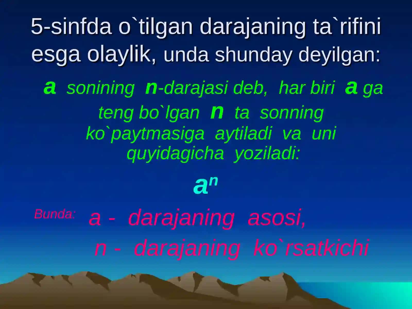 RATSIONAL KO`RSATKICHLI D A R A J A 2