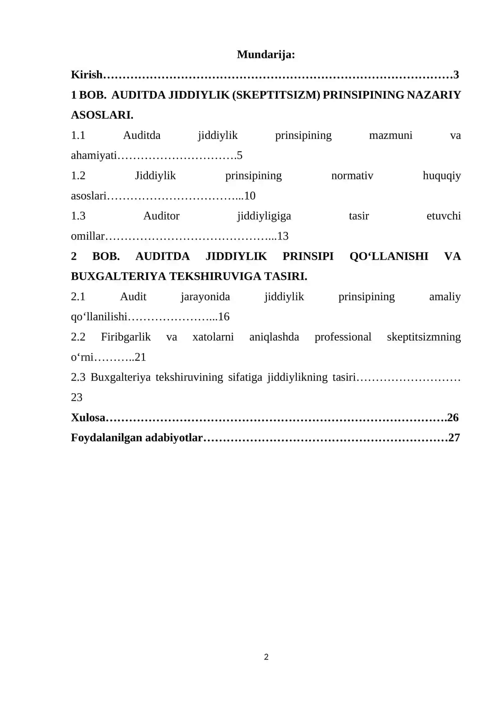 Auditda jiddiylik (skeptitsizm) prinsipining qo‘llanishi va buxgalterik tekshiruvdagi ahamiyati 2