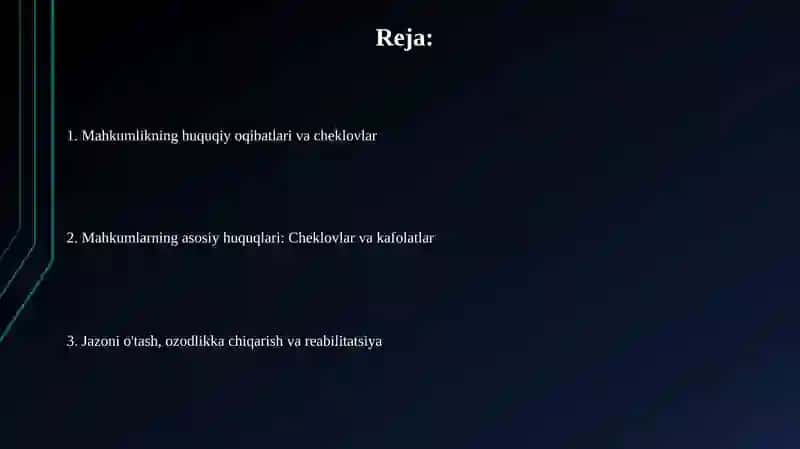 Umurbod ozodlikdan mahrum qilishga hukm qilingan mahkumlarning huquqiy holati 2
