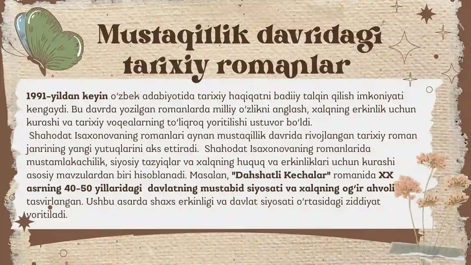 Mustaqillik davridagi tarixiy romanlar 2