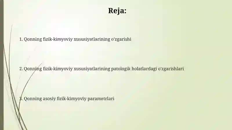 Qonning fizik-kimyoviy xususiyatlari o'zgarishlari 2