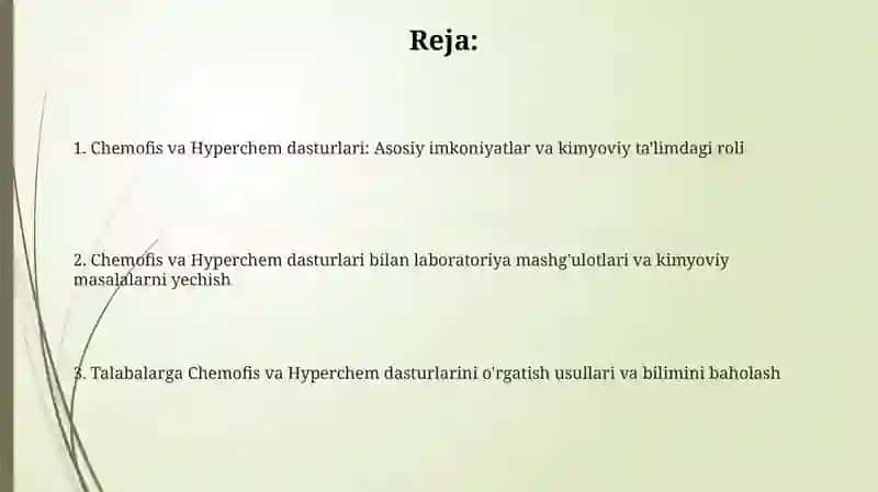 Chemofis va Hyperchem dasturlari 2