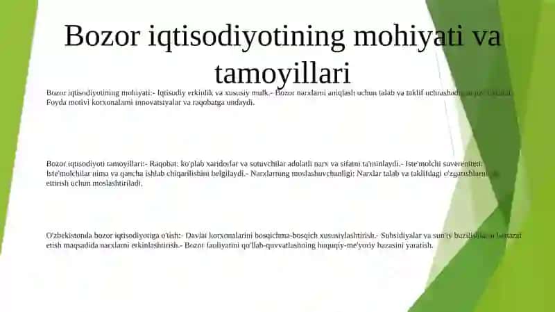 Bozor Iqtisodiyotining Mazmuni Va Amal Qilishi 2