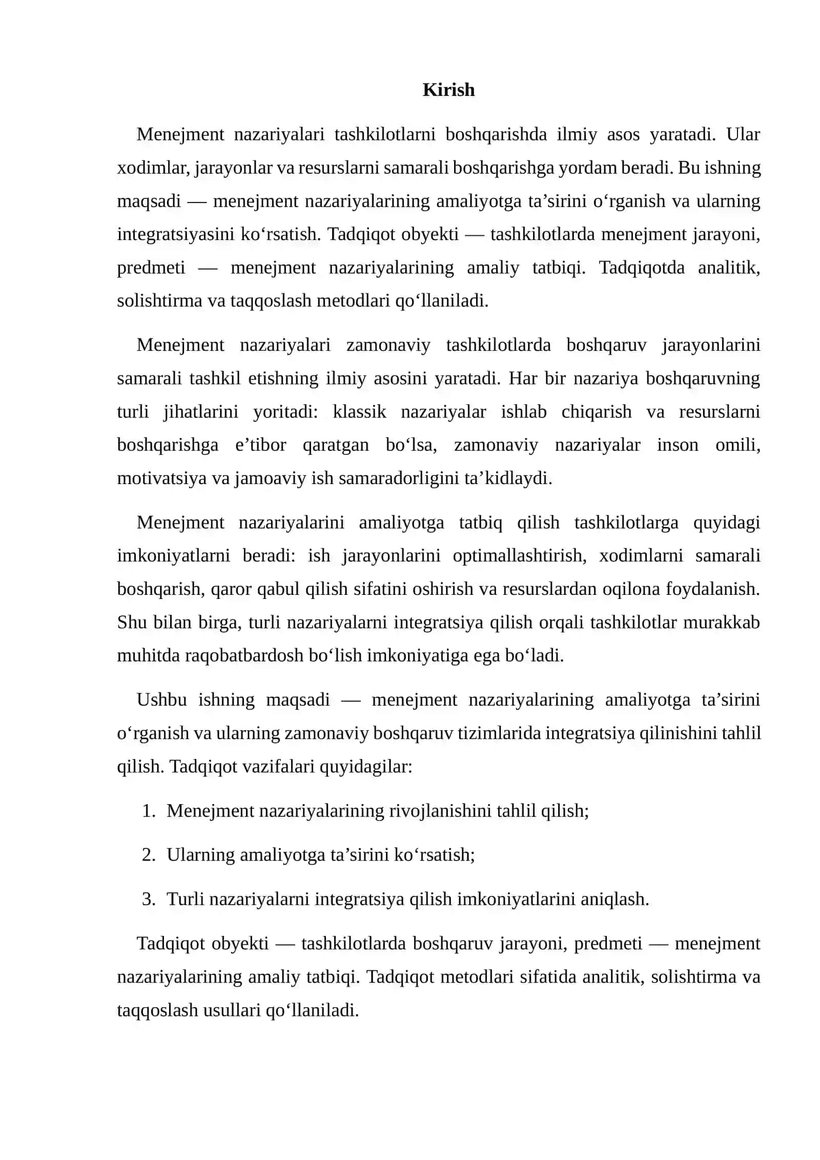 MENEJMENT NAZARIYALARINI AMALIYOTGA TA’SIRI VA ULARNING INTEGRATSIYASI 2