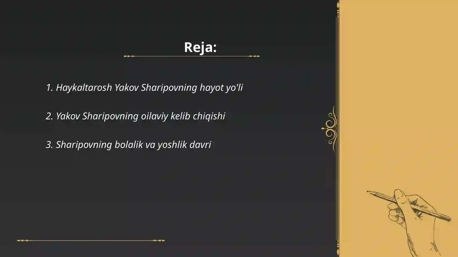 Haykaltarosh Yakov Sharipovning Hayoti 2
