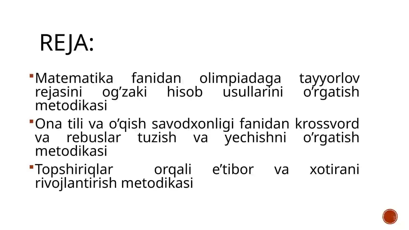 Matematika fanidan olimpiada tayyorlov rejasini o'rgatish metodikasi 2