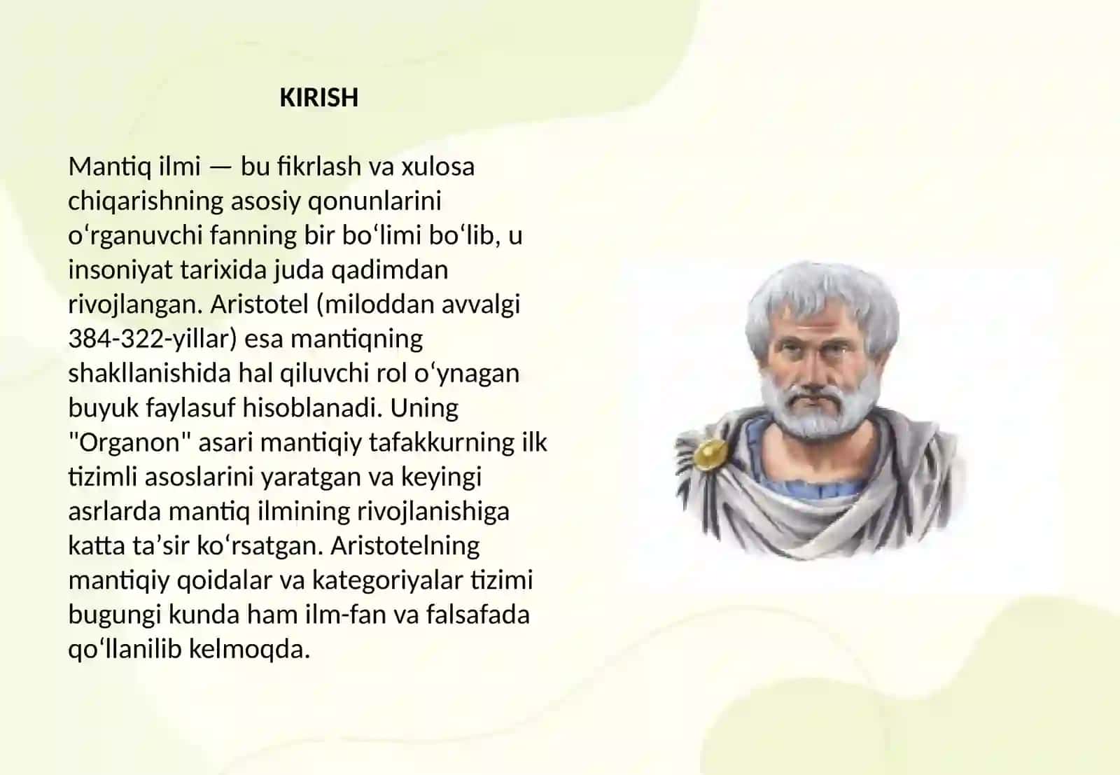 Mantiq ilmi shakllanishida Aristotelning oʻrni 2
